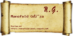 Mansfeld Géza névjegykártya