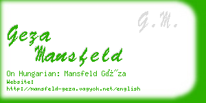 geza mansfeld business card